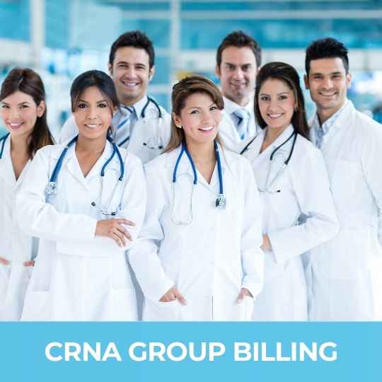 CRNA group billing team handling multi-provider anesthesia claims, group credentialing, and revenue cycle optimization