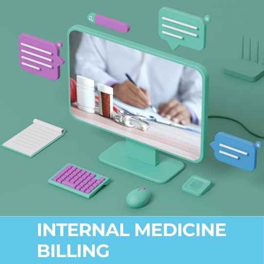 Internal medicine billing process including claim submission, insurance verification, and payment posting.