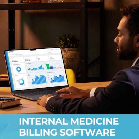 Internal medicine billing software used to manage medical claims, coding, and revenue cycle management.