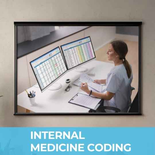 Internal medicine coding using accurate ICD-10 and CPT codes for medical billing.